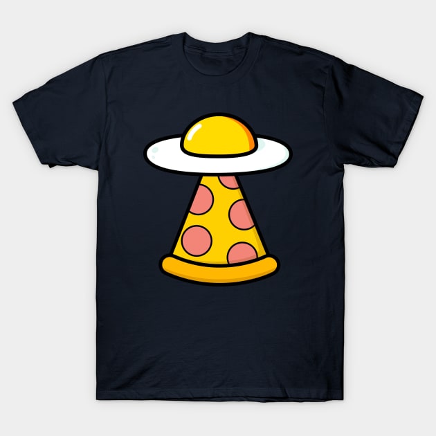 Food Loving Egg Pizza  UFO Sci Fi T-Shirt by happinessinatee